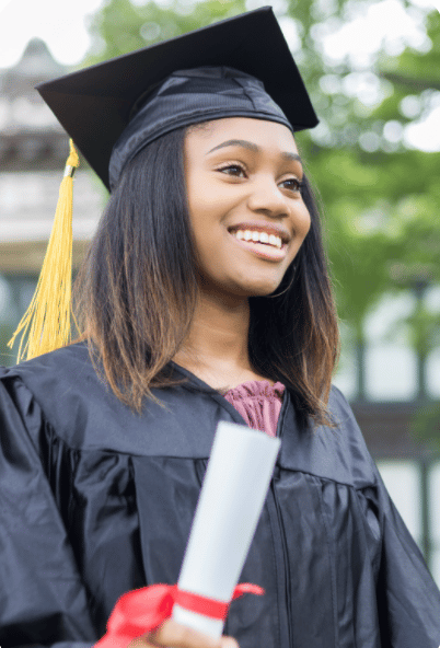 Afroamerican young woman in graduation ceremony